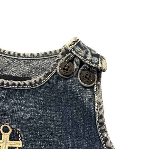 VTG Ralph Lauren Embroidered Nautical Anchor R⚓️L Denim Dress Size 9 Months - Picture 3 of 5